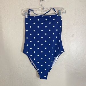 Cotton On body blue and white polka dot strapless one piece